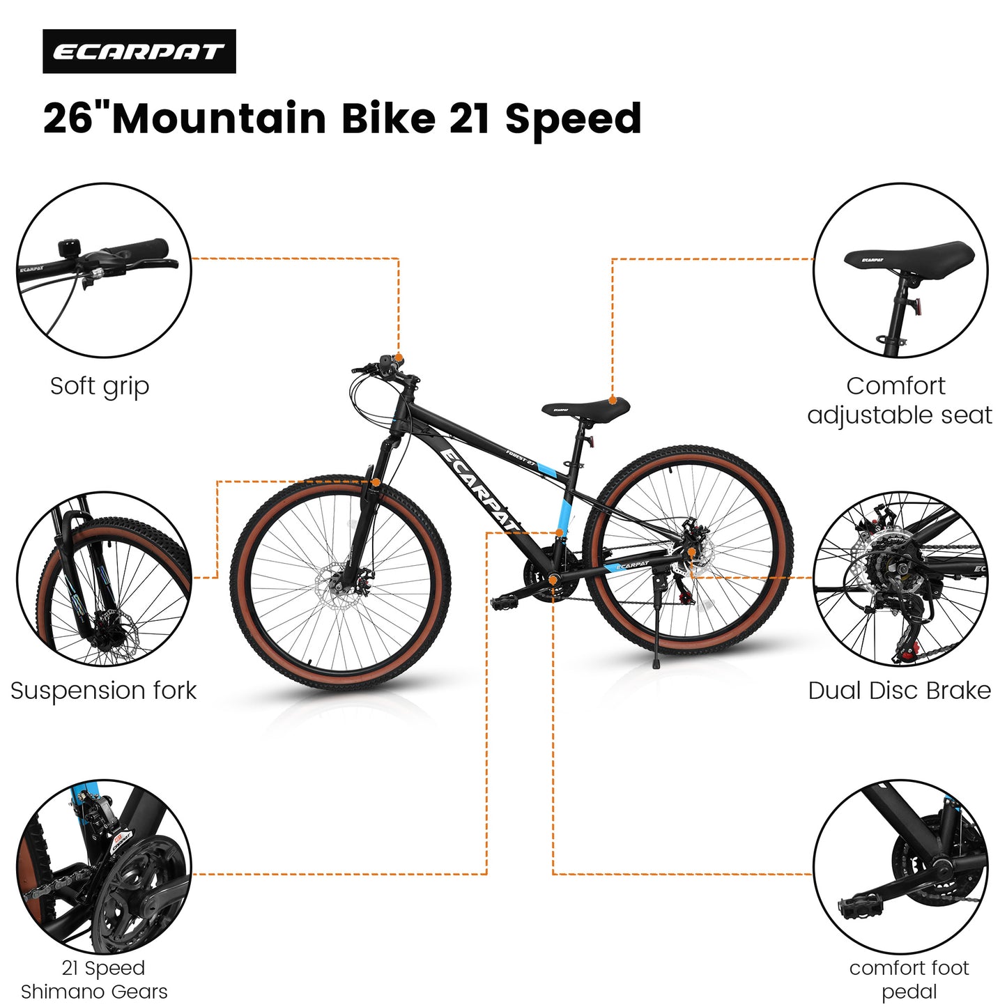 Mountainbike 27 Zoll – 21-Gang, Scheibenbremsen, Aluminiumrahmen