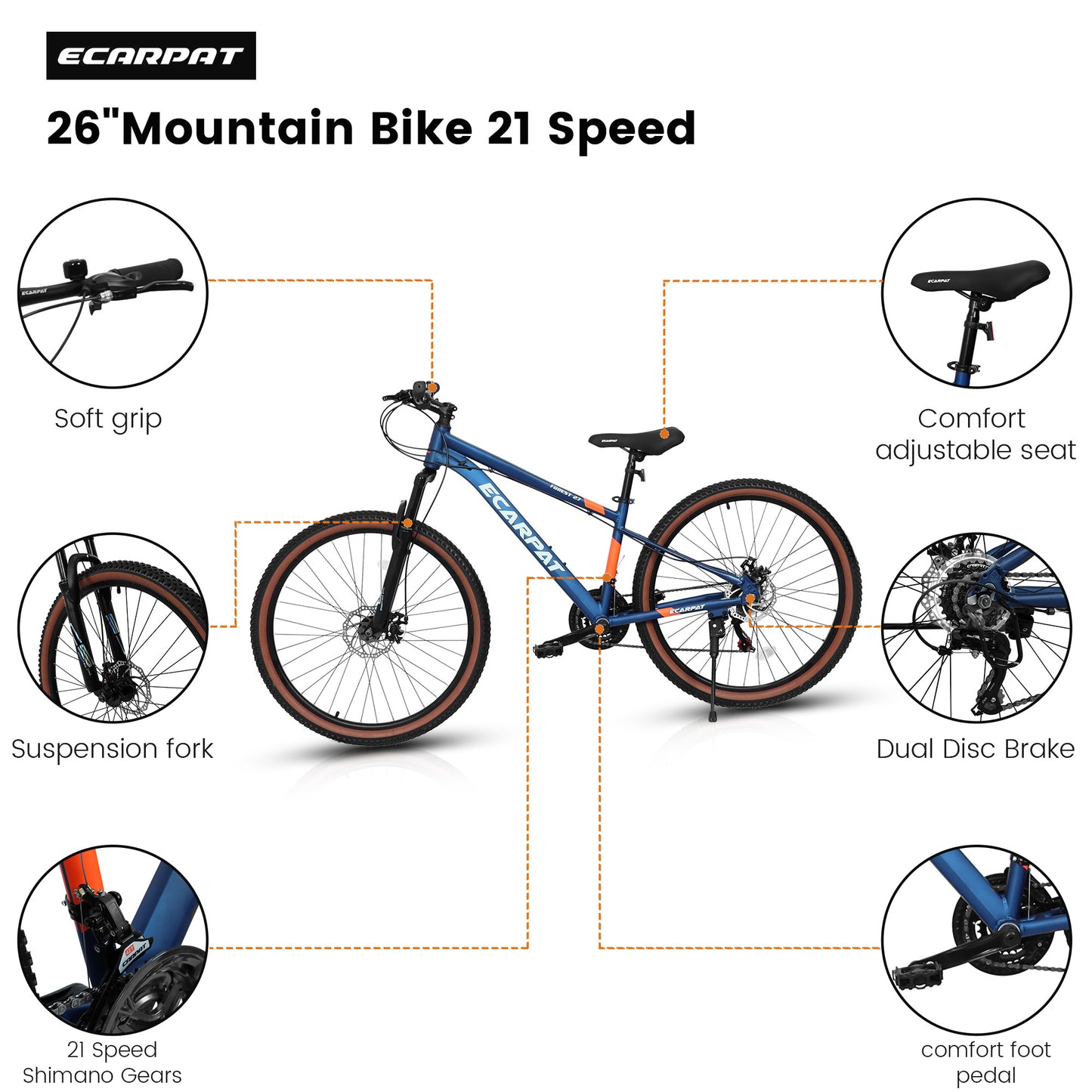 Mountainbike 27 Zoll – 21-Gang, Scheibenbremsen, Aluminiumrahmen