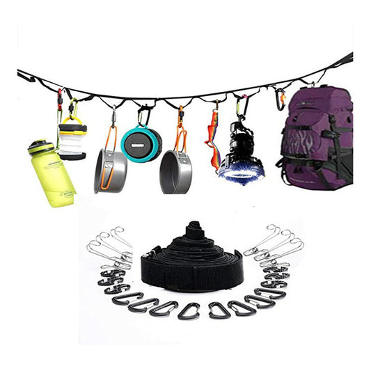Multifunktionale Camping-Wäscheleine mit Aufbewahrung – Outdoor-Zelt-Seil mit Hake
