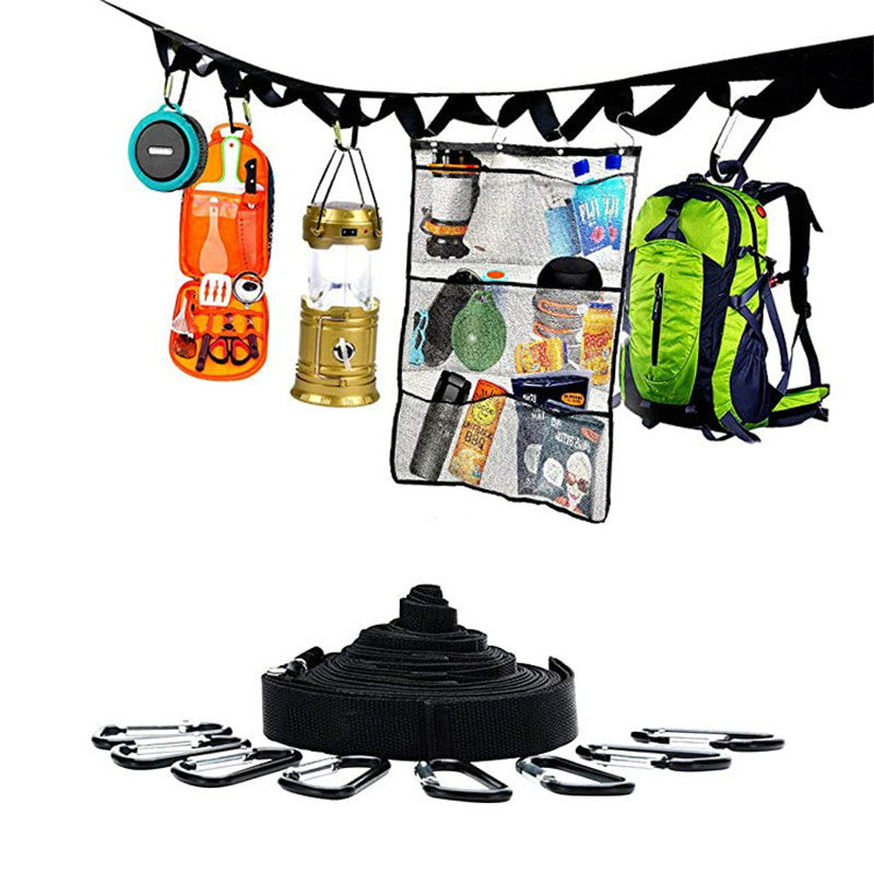 Multifunktionale Camping-Wäscheleine mit Aufbewahrung – Outdoor-Zelt-Seil mit Hake