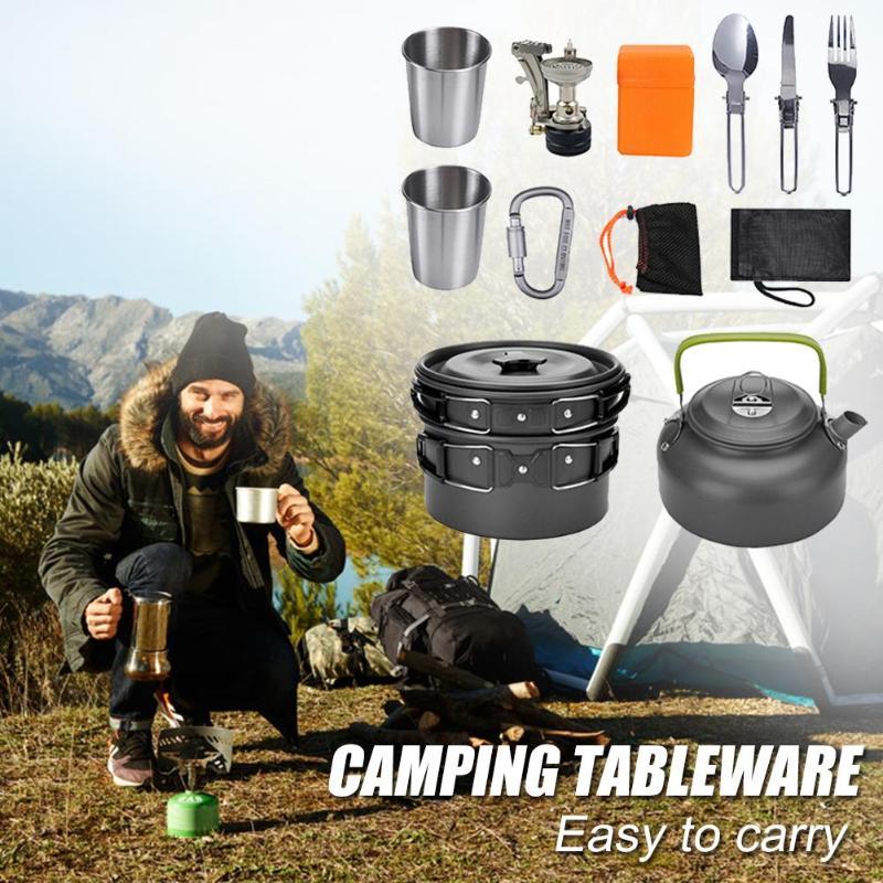 Camping-Kochgeschirr-Set – Aluminium Kochgeschirr für Outdoor, Reise, Wandern, Picknick & BBQ